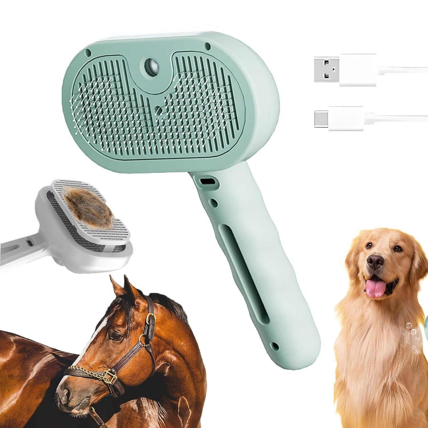 3-in-1 Self-Cleaning Steam Pet Brush