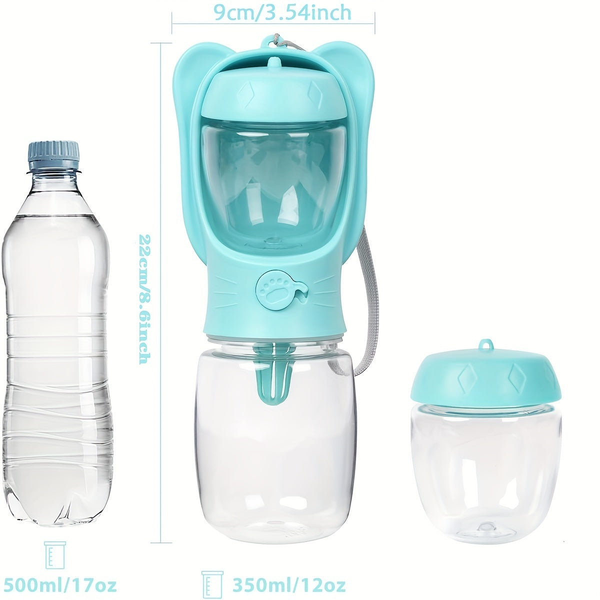 Portable Pet Water Bottle With Food Container