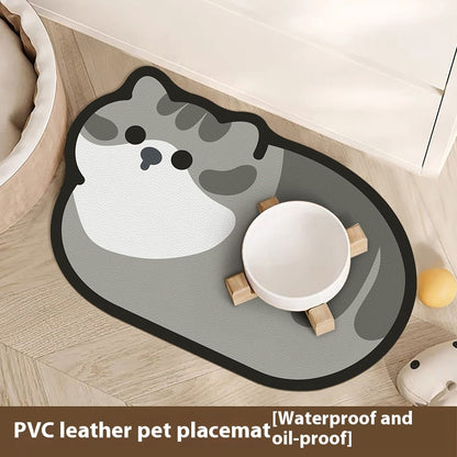 Cartoon Pet Leather Placemat Wear-resistant Disposable