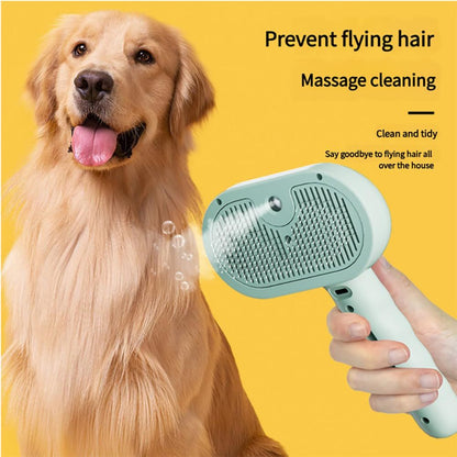 3-in-1 Self-Cleaning Steam Pet Brush